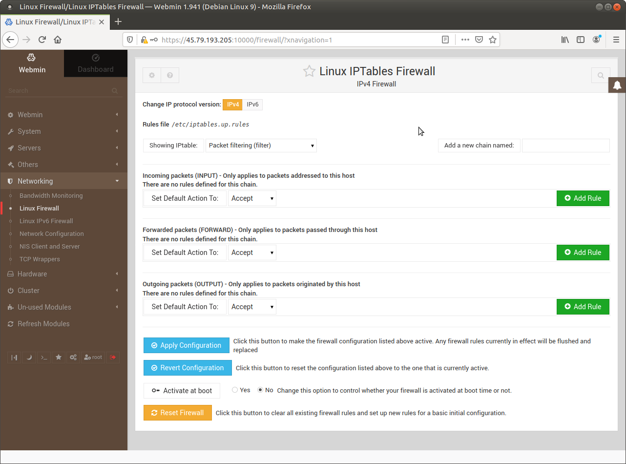 Firewall is not configured by default